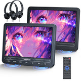 10.1 Inch DVD Player Car 2 Screens with 5 Hours Battery, 2 Headphones, Portable DVD Player Car TV for Children TV, Supports USB/SD, Region Free (1 Player + 1 Monitor)