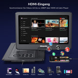 16 Zoll Großer Bildschirm Tragbarer DVD Player mit HDMI-Eingang und Gratis Tragetasche, Eingebauter 5000mAH Akku bis zu 5 Stunden Akkulaufzeit