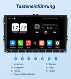 Pumpkin AA0729B - Doppel Din 9 Zoll Touchscreen VW Quad-core Android 13 Autoradio mit Kamera