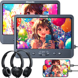 10.1 Inch HD Dual Headrest DVD Player with 2 Headphones, Supports USB/SD HDMI Input Unlimited Region