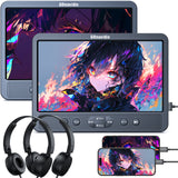 10.1 Inch HD Dual Headrest DVD Player with 2 Headphones, Supports USB/SD HDMI Input Unlimited Region