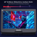 16 Zoll Großer Bildschirm Tragbarer DVD Player mit HDMI-Eingang und Gratis Tragetasche, Eingebauter 5000mAH Akku bis zu 5 Stunden Akkulaufzeit