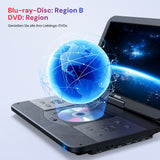 Lecteur DVD Blu-ray portable 15,4 pouces avec écran LCD 1920 x 1200 et batterie 4000 mAh