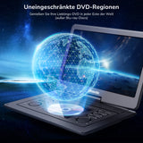 16 Zoll Großer Bildschirm Tragbarer DVD Player mit HDMI-Eingang und Gratis Tragetasche, Eingebauter 5000mAH Akku bis zu 5 Stunden Akkulaufzeit