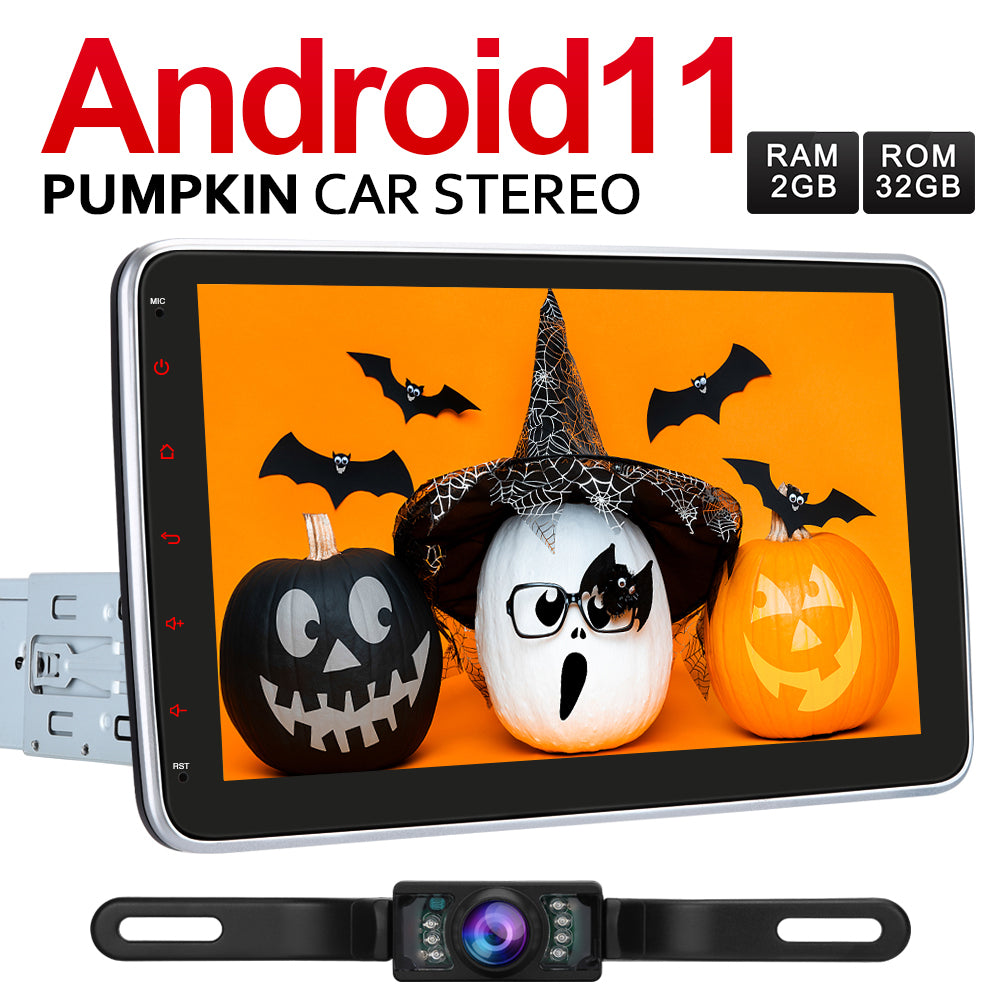 Pumpkin 1 Din Autoradio mit 10.1 Zoll Großer Bildschirm Android Auto  Carplay Radio mit Navi Bluetooth
