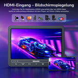 10,5 Zoll Auto DVD Player mit 5 Stunden Akuu, HDMI-Eingang, Kopfhörer, Tragbarer DVD-Player Auto TV Monitor Rücksitz für Kinder