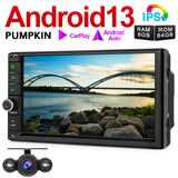 Pumpkin 7 Zoll Android 13 Autoradio Doppel Din Radio mit GPS Navi Bluetooth Kamera(4GB+64GB)