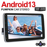 Pumpkin 1 Din Android 12 car radio with built-in Carplay Bluetooth navigation, supports DAB+ 4G WIFI DSP camera