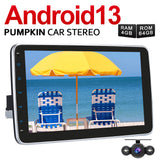 Pumpkin 1 Din Android 12 car radio with built-in Carplay Bluetooth navigation, supports DAB+ 4G WIFI DSP camera