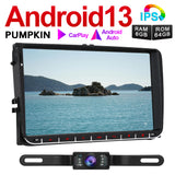 Pumpkin AA0729B - Autoradio VW quad-core Android 11 à écran tactile Double Din 9 pouces avec caméra