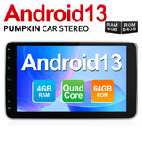 Pumpkin 10.1" Android 13 Double Din Car Radio with Rotatable Touchscreen Navigation Bluetooth, Compatible with Android Auto Carplay Split Screen Mode