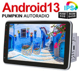 Pumpkin Radio Update 2 Din 10.1"Android 13 Autoradio mit Eingebautem Carplay Bluetooth Navi, Unterstützt DAB + WIFI 4G USB SD OBD2 (4+64GB)