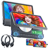 Tragbarer 12-Zoll-Doppel-DVD-Player mit HDMI-Eingang und wiederaufladbarem Akku, Auto-Kopfstützen-Player für Kinder mit Kopfhörern