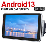 Pumpkin 10 Zoll Android 13 Doppel Din Autoradio mit Drehbare Touchscreen Navi Bluetooth, Kompatibel mit Android Auto Carplay Split Screen-Modus(4+64GB)