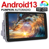 Pumpkin 2 Din Android 12 Car Radio with 10.1 Inch Screen and Camera, Supports DAB + Carplay Android Auto (4GB+64GB)