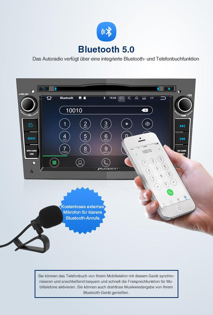 Bluetooth-Autoradio 1din Universal-Autoradio Eingebautes Mikrofon  Freisprecheinrichtung Digitaler Mediaplayer Smartphone-Ladegerät mit  Fernbedienung
